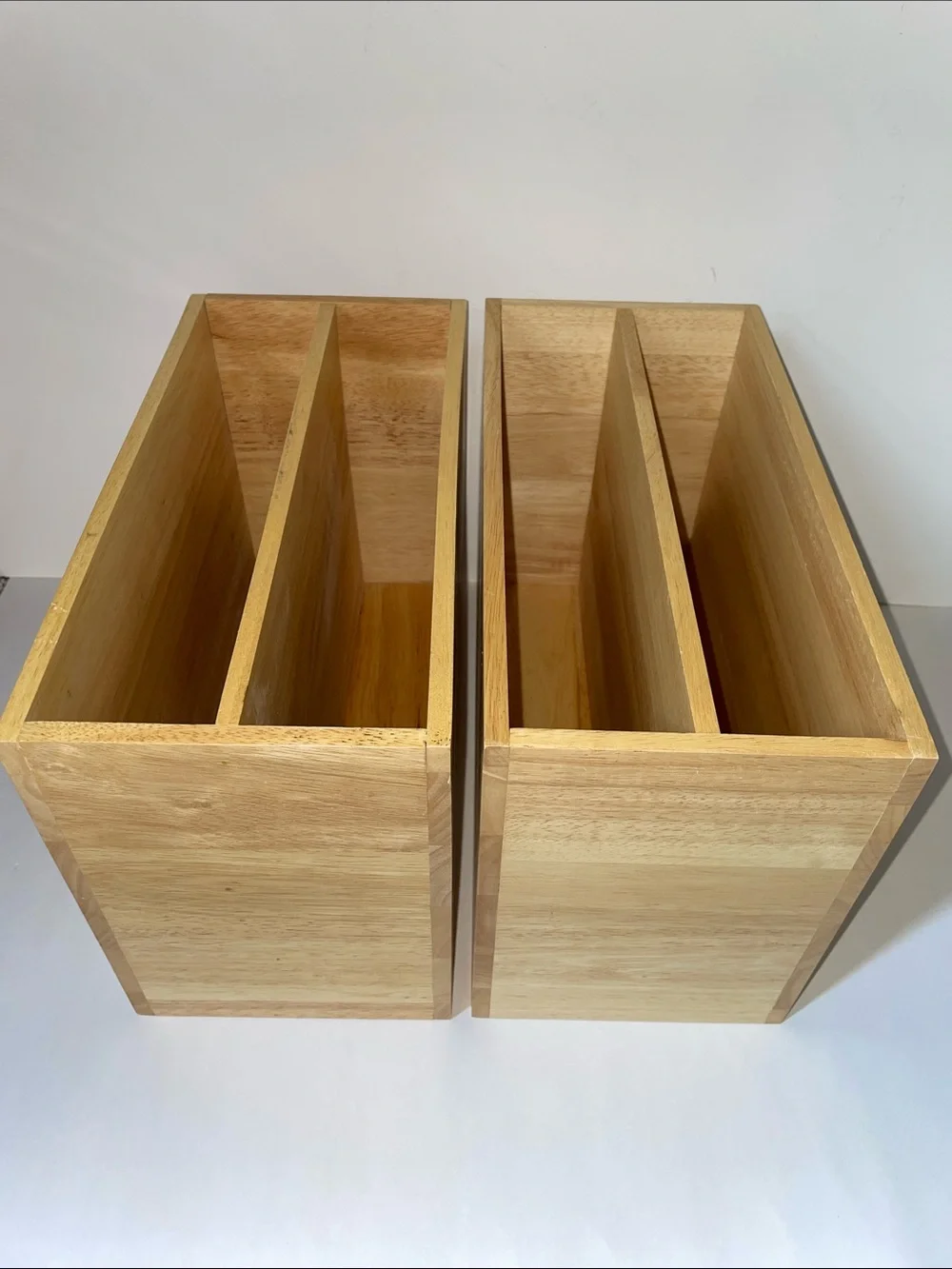 2 Wooden Desktop Organizer with Multiple Shelves - Natural color wood.